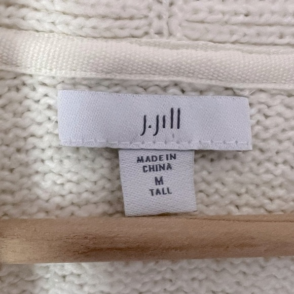 J. Jill Striped Longline Open Sweater Cardigan Knit Coastal Grandma Cream/Navy - Picture 2 of 15